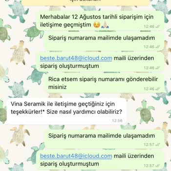 Vina Seramik Sipariş Numarası Ve Durumu Öğrenemiyorum