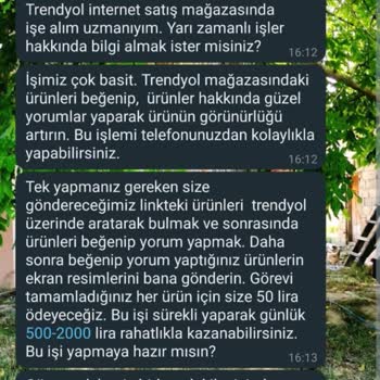 Yarı Zamanlı Para Kazanma Mesajı