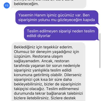Getir Yemek ( Siparişi Teslim Edildi Gösterip Teslim Etmemesi)