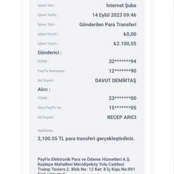 PayFix Hesabımdan Bilgim Dışında Para Gönderimi Yapıldı