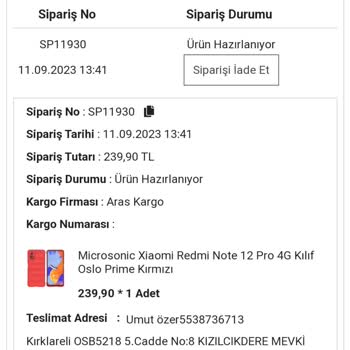 Microsonic Ürünüm Kargoya Verilmedi