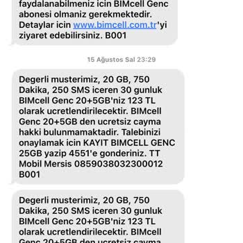 Bimcell Habersiz Artan Paket Ücreti