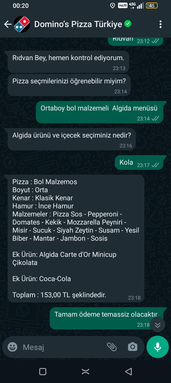 Domino's Pizza Fiyat Farkı Ve İlgili Kişi Şikayetvar