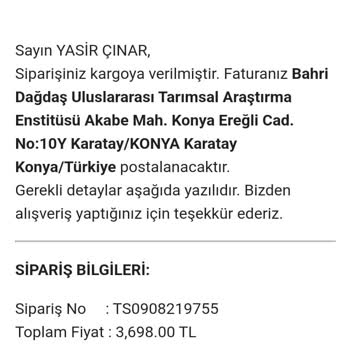 İade Edilen Siparişin Ücret İadesi Gönderilmesi Hatemoğlu