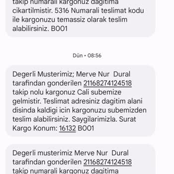 Sürat Kargo Çalı Şubesi Sorumsuzluğu