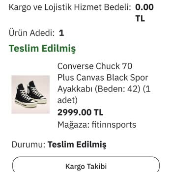 PttAVM Converse Chuck 70 Plus Canvas İmitasyonuyla İlgili Sorun