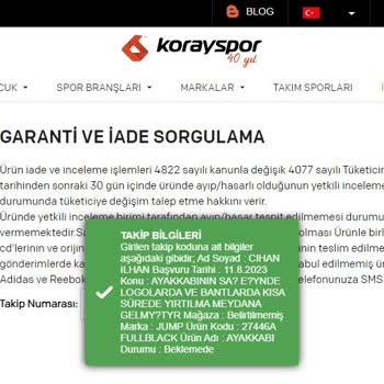 Koray Spor 34 Gündür Kusurlu Ayakkabının Durumunu Çözemedi.