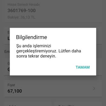 Garanti BBVA Yatırım Garanti BBVA Da Hisse Senedimi Satamıyorum Sürekli Hata Veriyor.