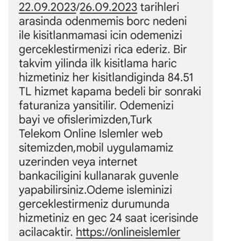 Fenercell Türk Telekom Fenercell Fatura Ödenmediğine Dair Mesaj Alıyorum