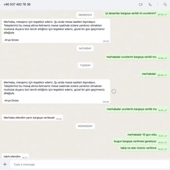 Arya Gross Siparişlerim Gönderilmedi, Düzgün Bilgilendirme Yapılmadı.
