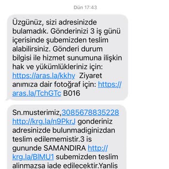 Aras Kargo Kargo Adrese Gelmeden Adreste Bulamadık Beyanı