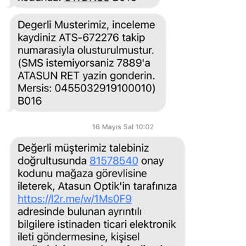 Atasun Optik Garantiye Verilen Gözlük
