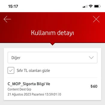 Vodafone Bilgim Ve İznim Olmadan Faturama Ücret Yansıtmış