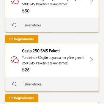 Vodafone Ek SMS Paketi Alamıyorum