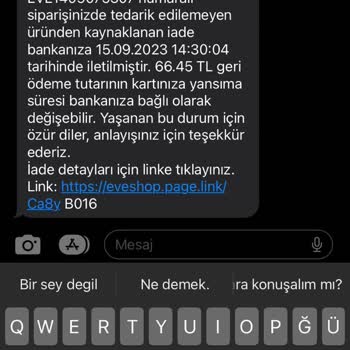 Eve Shop Maskara Siparişi Sorunu