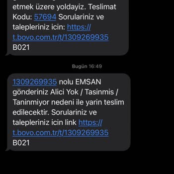 Bovo Kargo Teslim Edilemedi