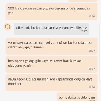 Trendyol Yemek Bozuk Yemek Gönderdi Ve İade Sürecinde Yardımcı Olmadı.