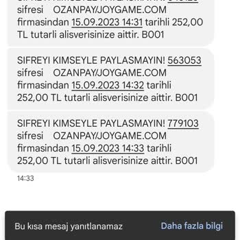 Joygame Hesabımdan 504 TL Para Kesti