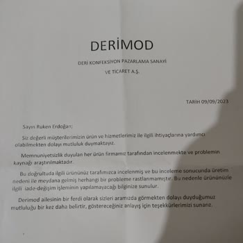 Derimod Kalitesiz Müşteri Memnuniyetsizlik