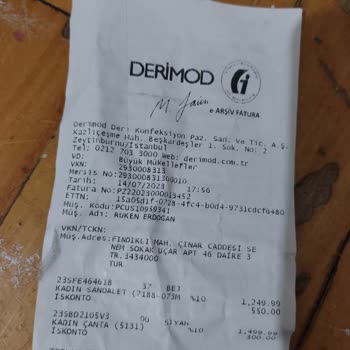 Derimod Kalitesiz Müşteri Memnuniyetsizlik