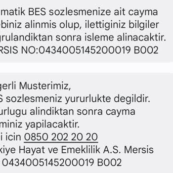 Türkiye Hayat Emeklilik BES İptali Oks Sözleşmesi Yürürlükte Değildir