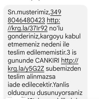 Aras Kargo Çankırı Şubesi Dağıtıma Getirmeden Geri Göndermiş