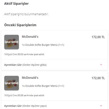 McDonald's İki Kere İptal Edilen Sipariş