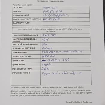 Param Bakiye İadesini Yapmıyorlar