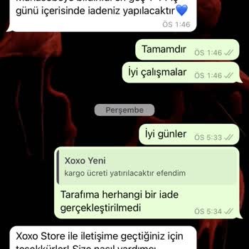 Xoxo Store Elden Teslim Aldığım Ürünün Kargo Ücret İadesi Yapılmıyor!