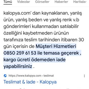 Kalopya.com İade Ürün Sorunu