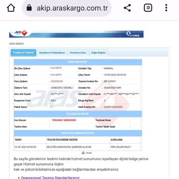 Her Zamanki Gibi Aras Kargo Pişmanlıktır.