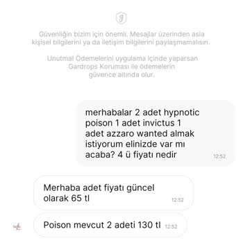 Gardrops Satıcı Mesajda Farklı Fiyat İstiyor