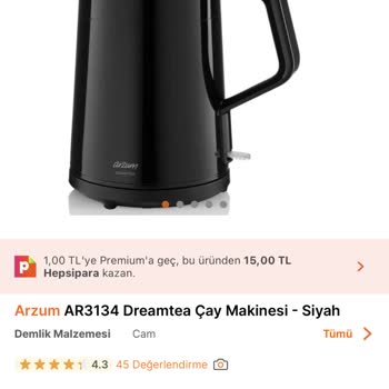 Arzum Marka Çaycı Açma Kapama Düğmesi