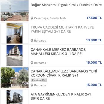 T.C. Cumhurbaşkanlığı Çanakkale'deki Fahiş Ev Kiraları