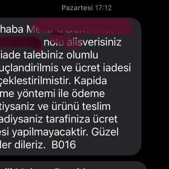 Ürünün Boyner Tarafından İptal Edilmesi