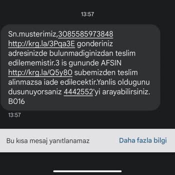 Aras Kargo 250 TL Ödemeye Rağmen Teslim Etmiyor 60 Km Öteden Al Diyor