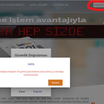 Web Tapu Belge Doğrulama Hatası