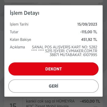 CV Maker Sitesinin İzinsiz Aboneliği Hesabımdan İzinsiz Para Çekmesi