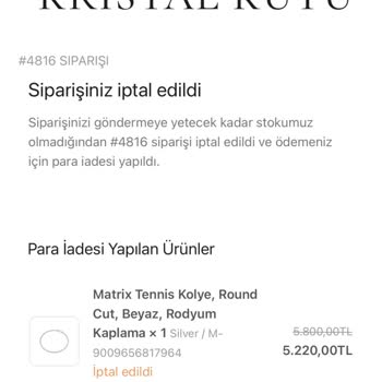 Swarovski Online Siparişin İptal Edilmesi