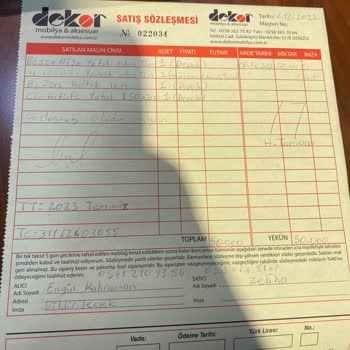 Dekor Mobilya Denizli Yanlış Ürün Gönderilmesi