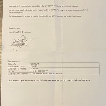 Despec Bilgisayar Garantili SteelSeries Arctis 9 Kulaklığımın Değişimi Yapılmıyor