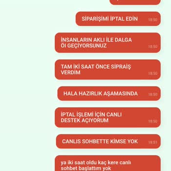 Tıkla Gelsin Sipariş Süresi Ve Asla Desteğe Geçmeyen Canlı Destek