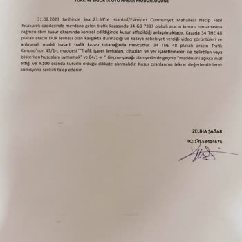 Sigorta Bilgi ve Gözetim Merkezi Kusur İtirazı Hk.