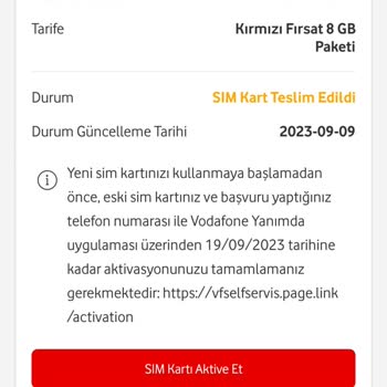 Vodafone Sim Kart Aktivasyon