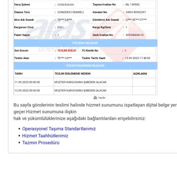 Aras Kargo Teslim Edilmeyen Kargo