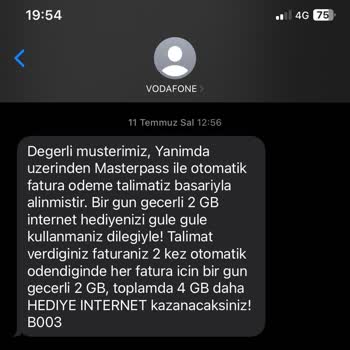 Vodafone Yanımda Oto Ödeme Talimatı Bozuk