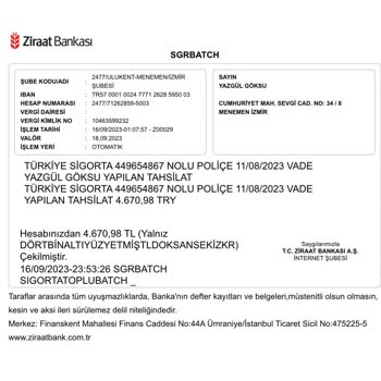 Ziraat Bankası İzinsiz Poliçe Yenileme