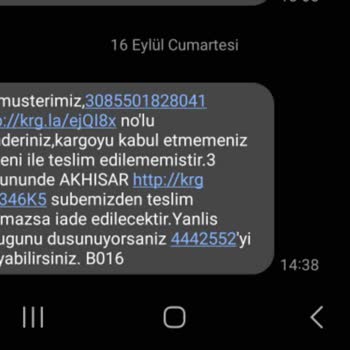 Aras Kargo Bilgim Dışında Alıcı Kargoyu Kabul Etmedi Mesajı Gönderdi.