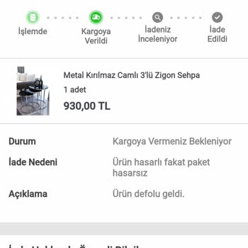 Koçtaş İadem Kabul Edilmedi