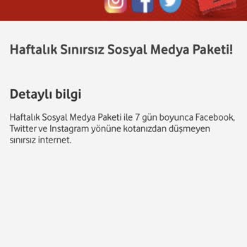 Vodafone Haftalık Sınırsız Sosyal Medya Paketinde Fiyat Ödemesi Yazmıyor